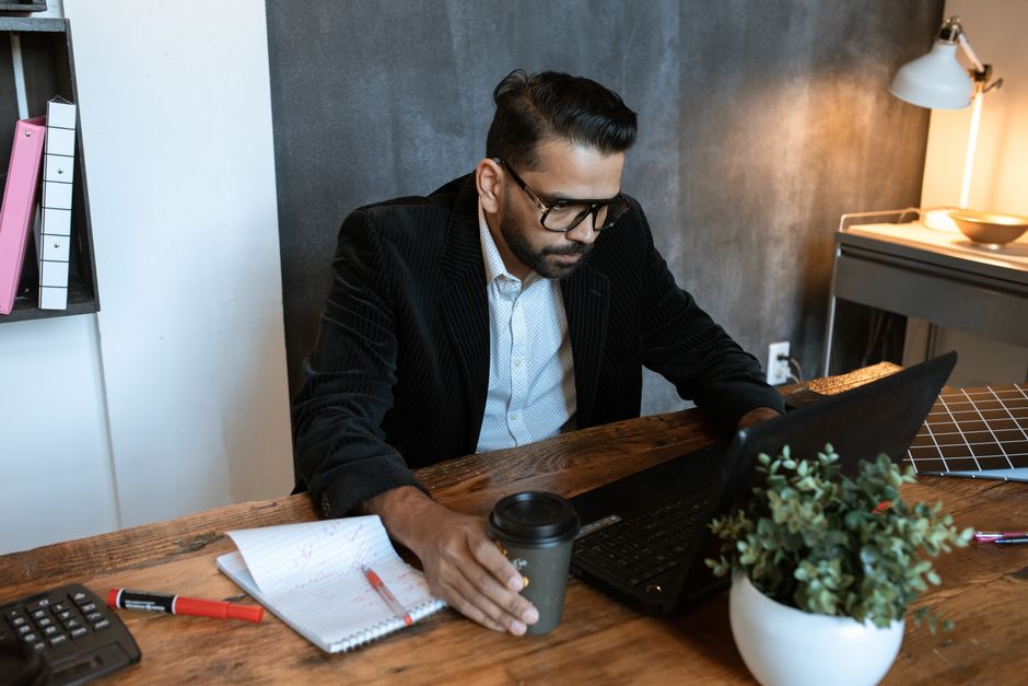 Business owner reviewing finances